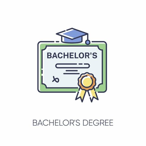 Bachelors degree RGB color icon cover image.