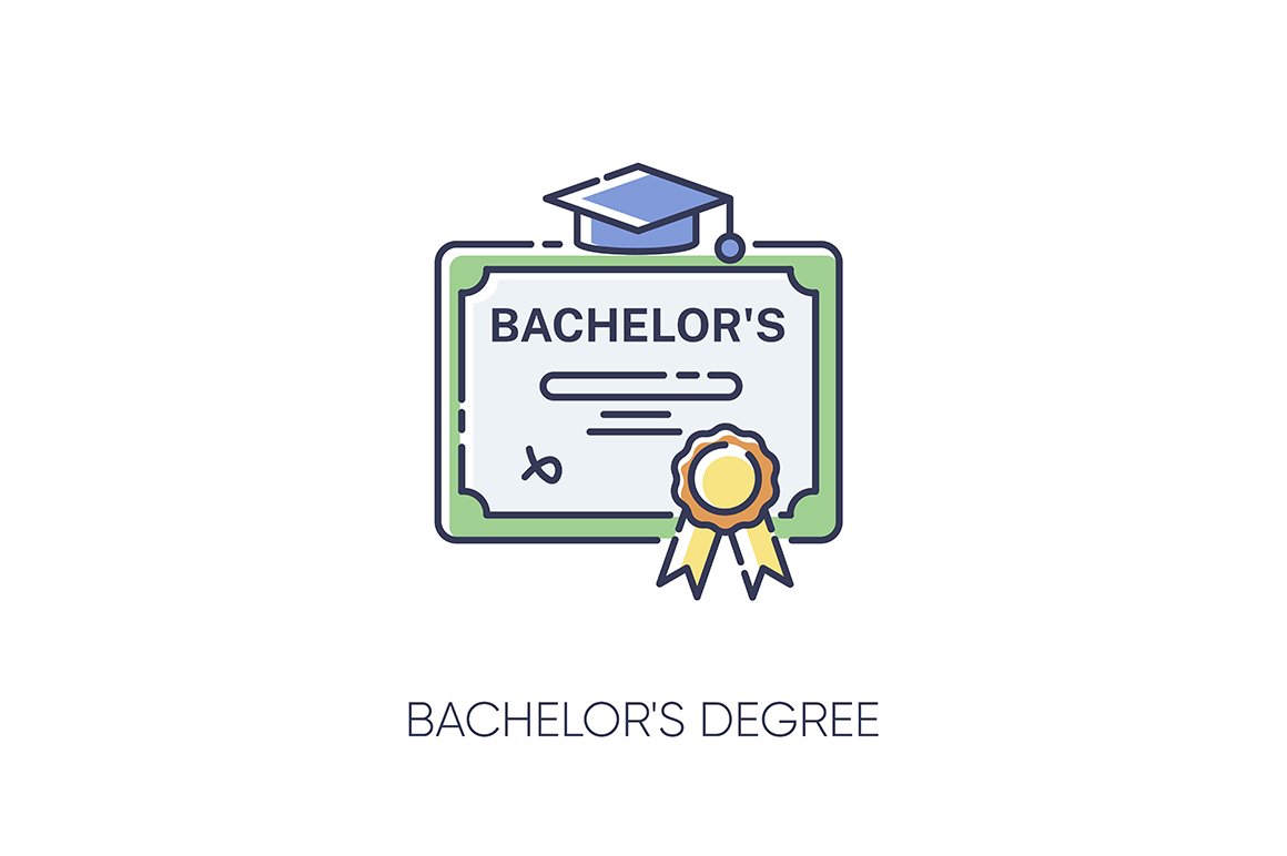 Bachelors degree RGB color icon cover image.