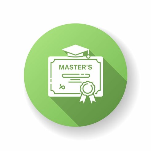 Masters degree green glyph icon cover image.