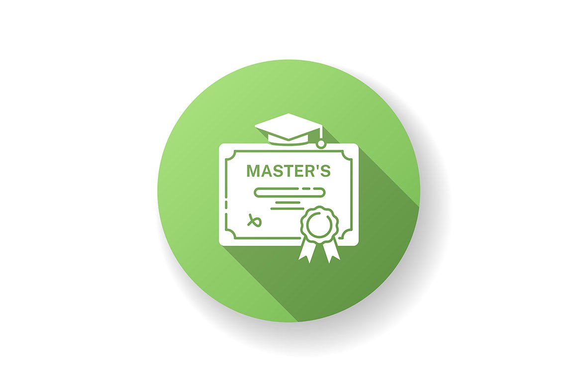 Masters degree green glyph icon cover image.