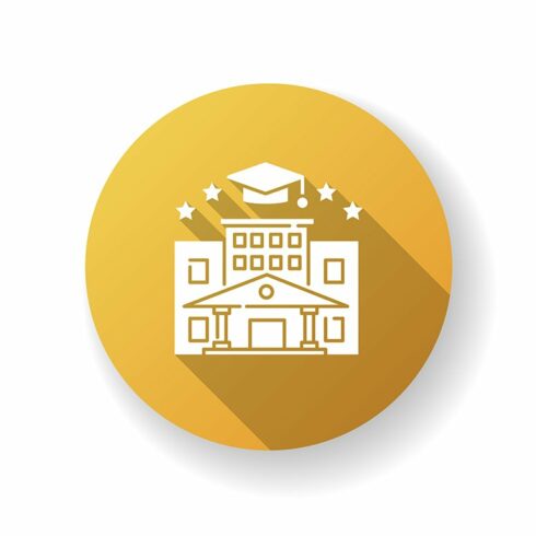 College yellow flat design icon cover image.