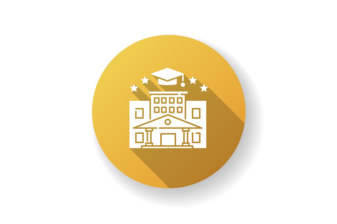 College yellow flat design icon cover image.