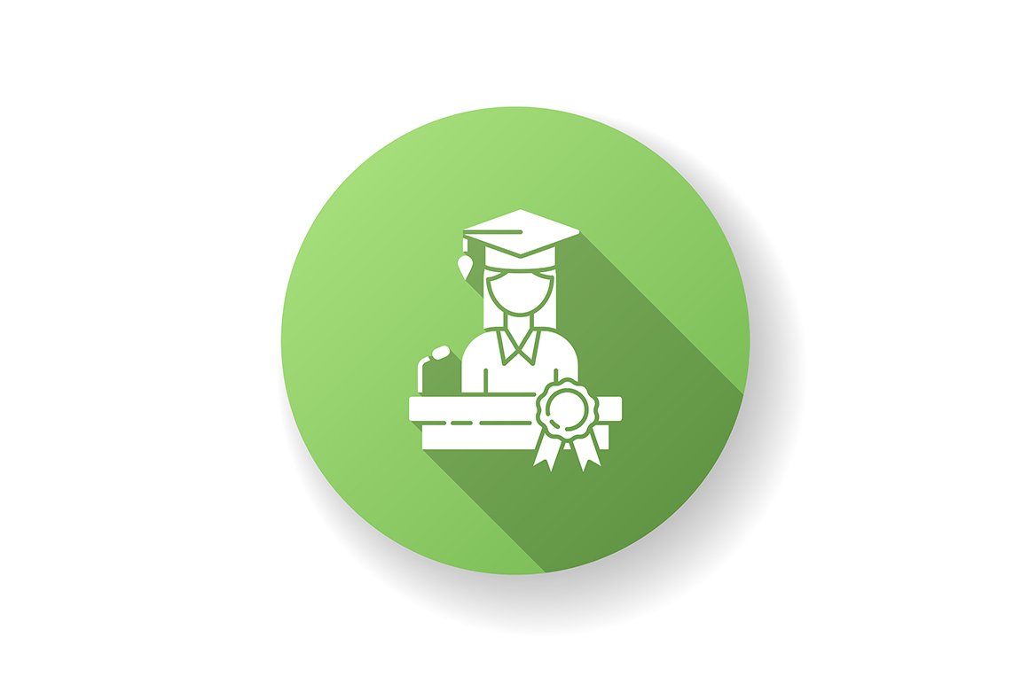 Doctoral studies green glyph icon cover image.