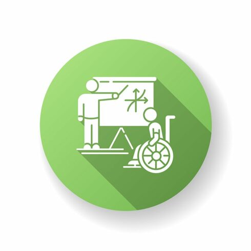 Special education green flat icon cover image.