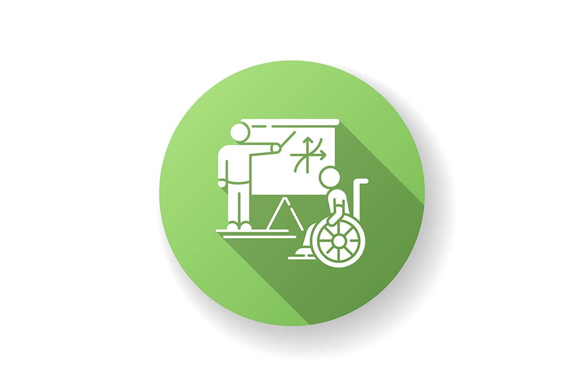 Special education green flat icon cover image.