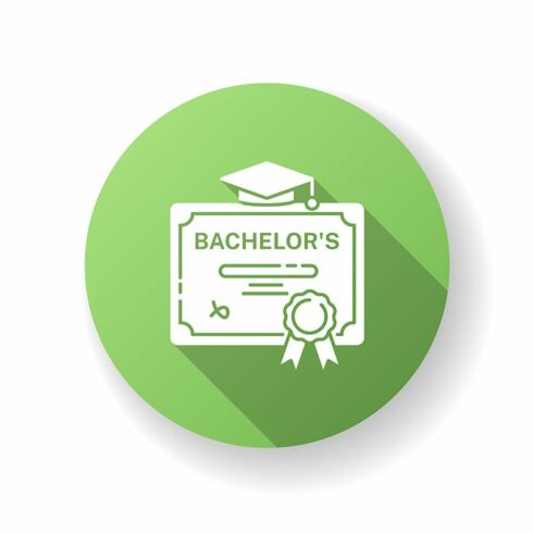 Bachelors degree green flat icon cover image.