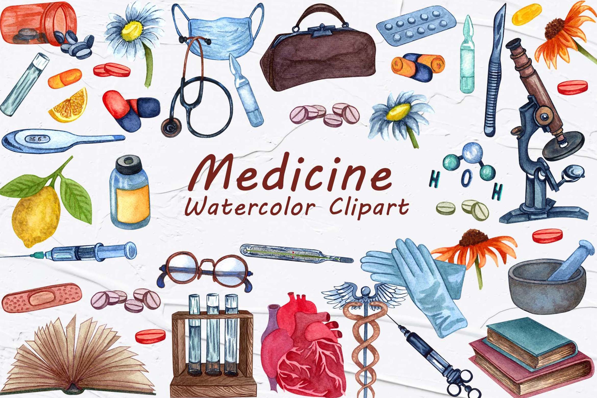 Medical Watercolor Clipart cover image.