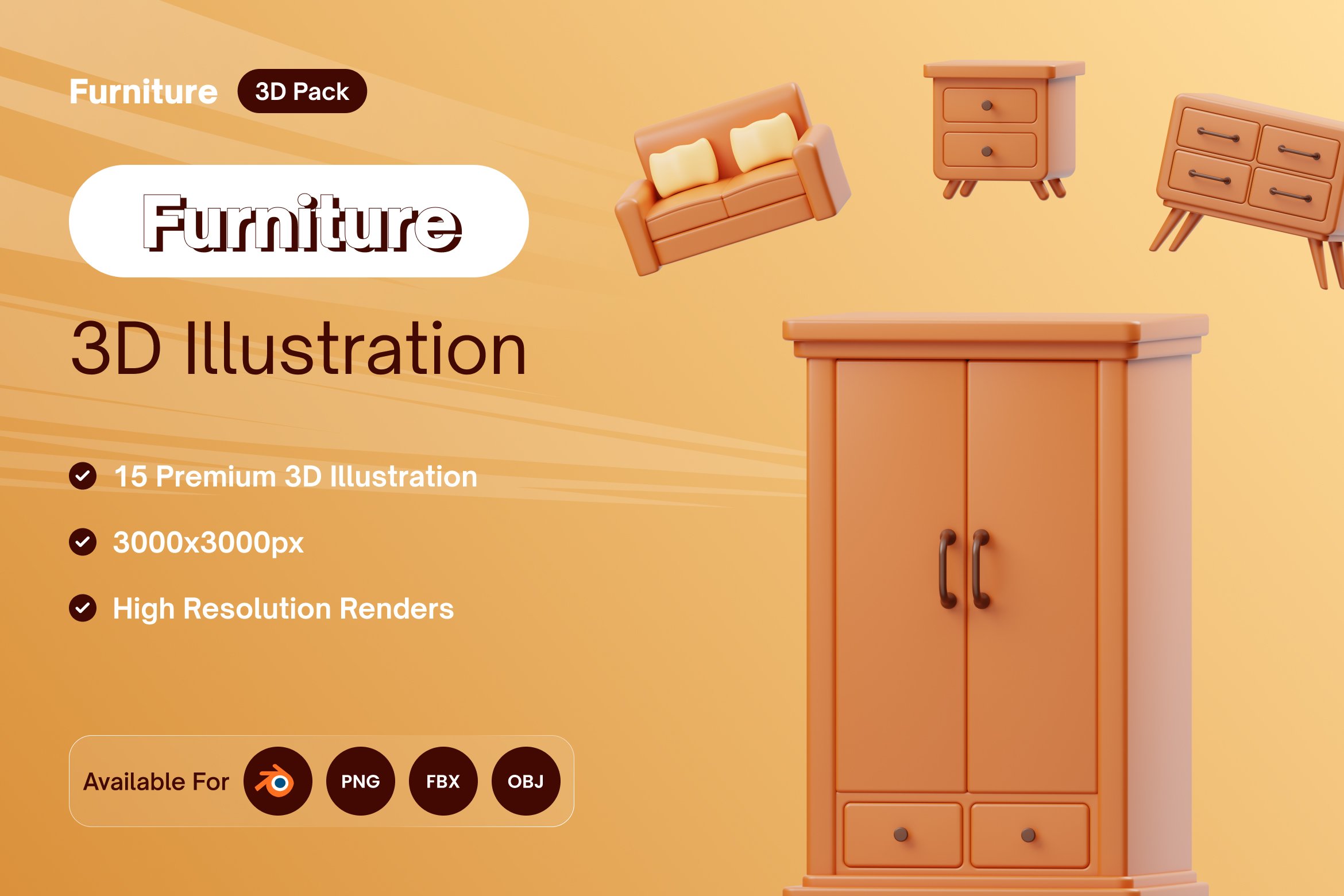 Furniture 3D Icon cover image.