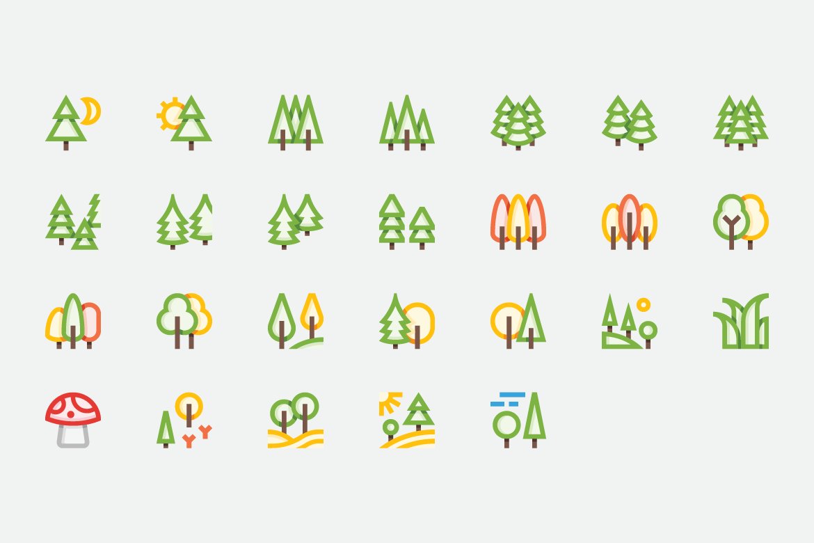 Basicons / Nature / Forest / Trees preview image.