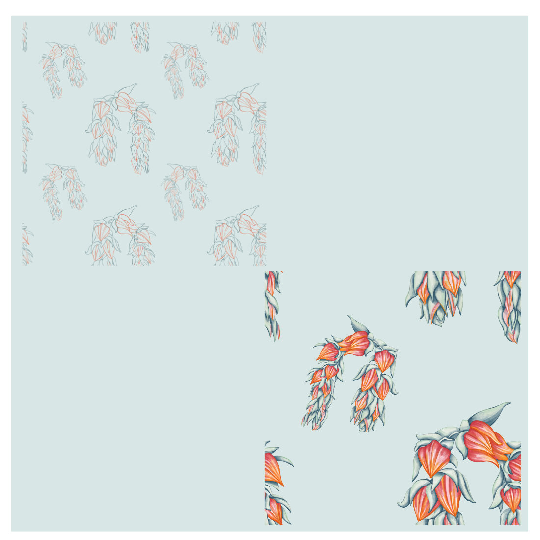 A set of seamless floral patterns preview image.