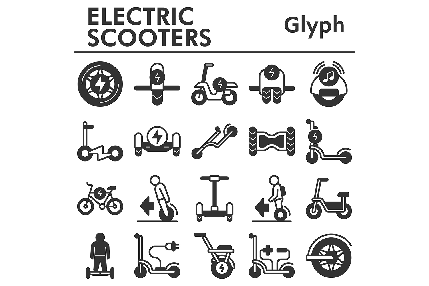 Set, electric scooters icons set_1 pinterest preview image.