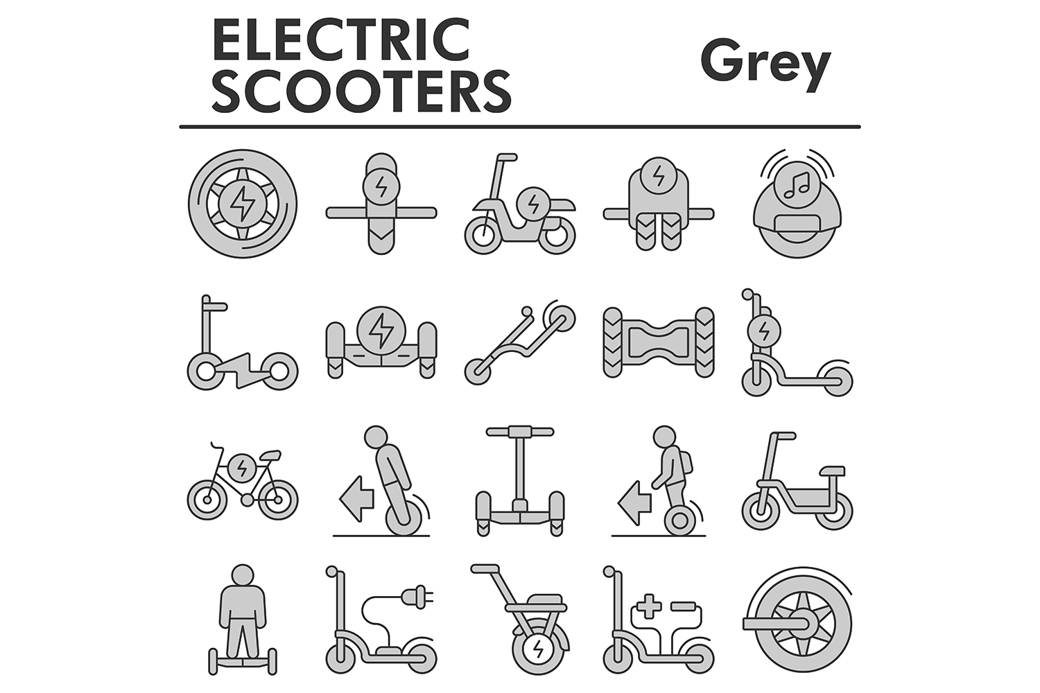 Set, electric scooters icons set_2 pinterest preview image.