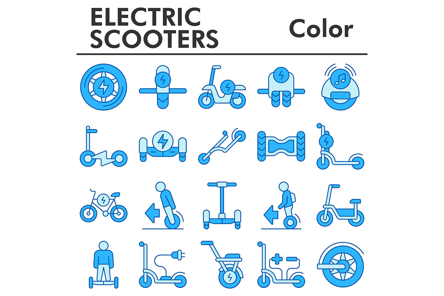 Set, electric scooters icons set_3 pinterest preview image.