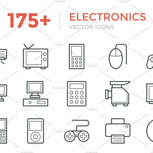175+ Electronics Vector Icons cover image.