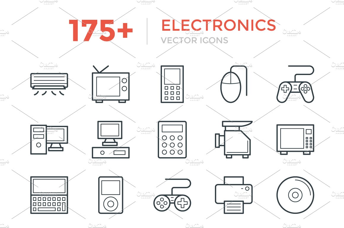 175+ Electronics Vector Icons cover image.