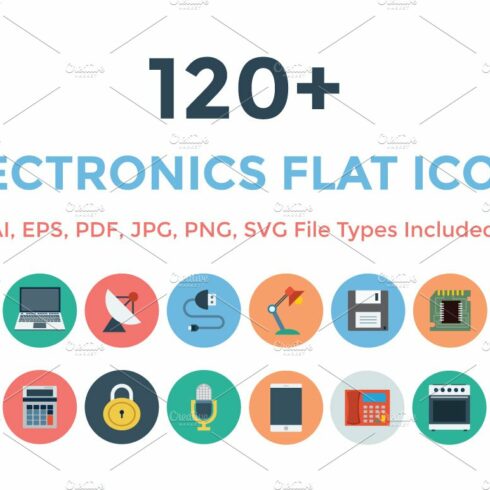 120+ Electronics Flat Icons cover image.