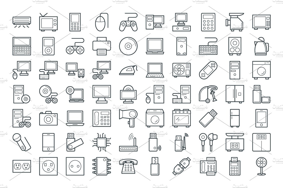 175+ Electronics Vector Icons preview image.