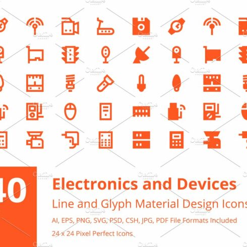 240 Electronics and Devices Icons cover image.