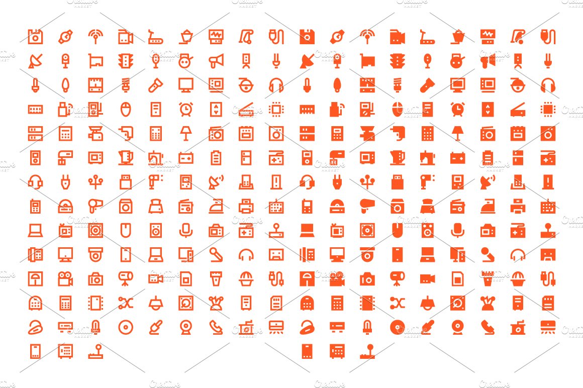 240 Electronics and Devices Icons preview image.