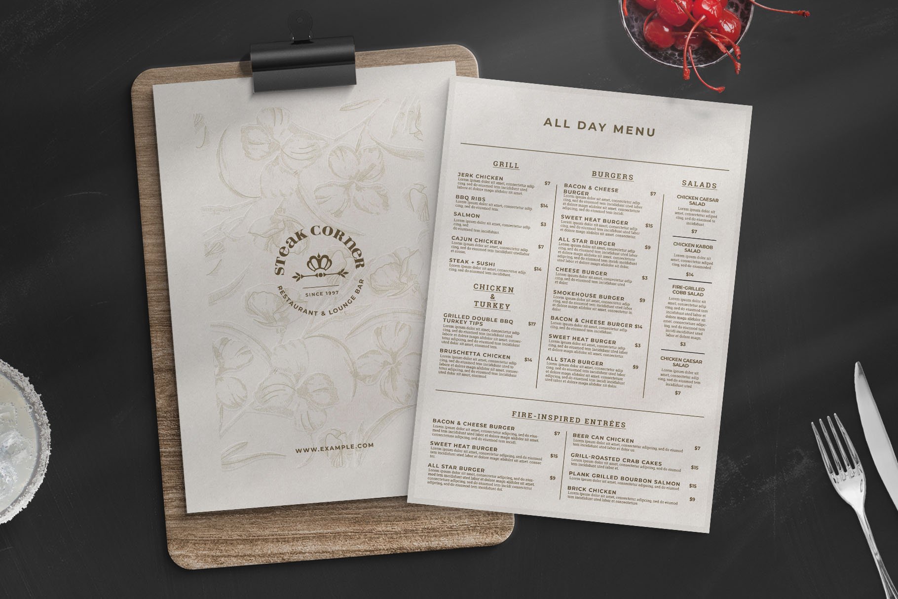 Elegant Food Menu Template cover image.