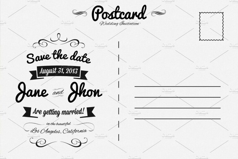 Elegant Wedding Invitation Postcard MasterBundles