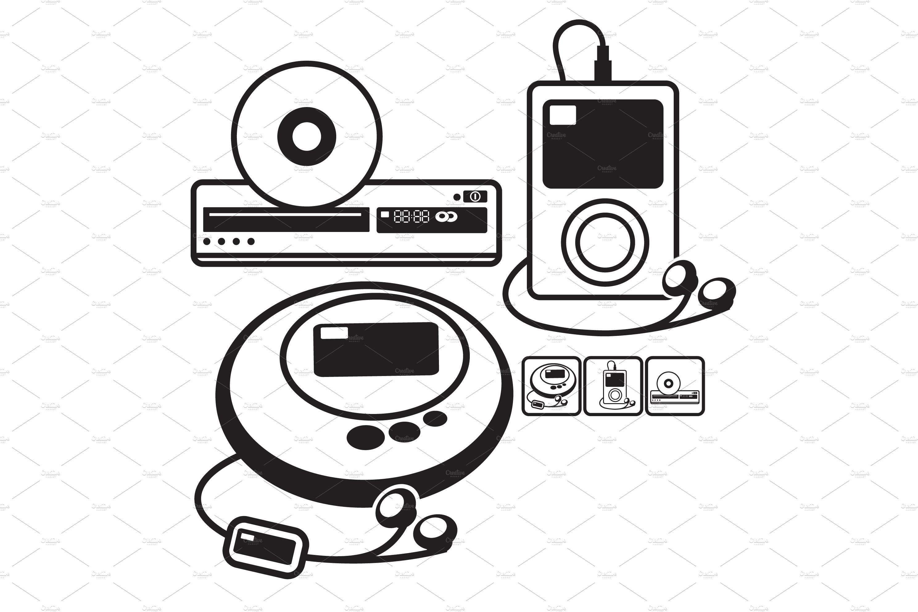 Vector icons pack - Black and White preview image.
