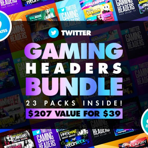 Gaming Twitter Headers Bundle cover image.