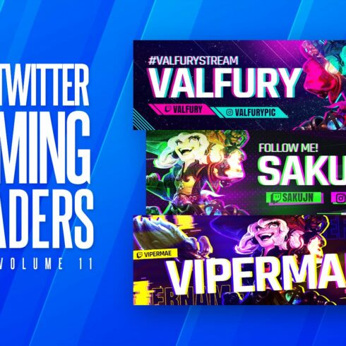 Gaming Twitter Headers Pack 11 cover image.