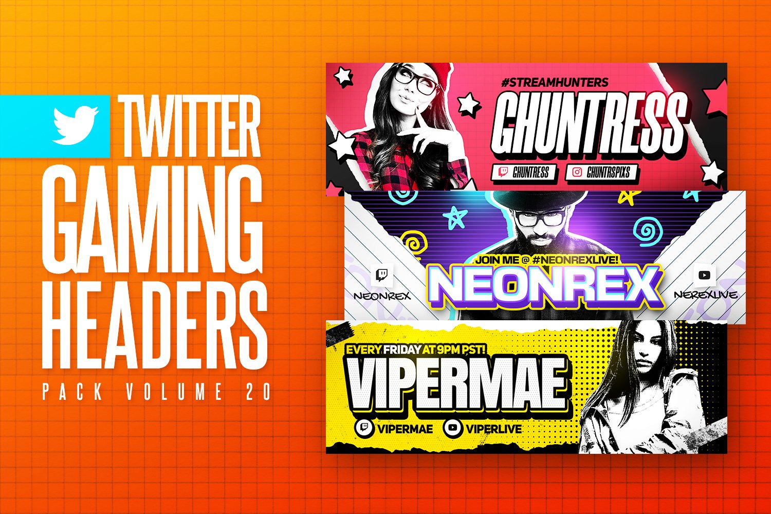 Gaming Twitter Headers Pack 20 cover image.