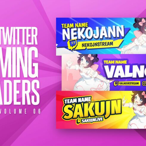 Gaming Twitter Headers Pack 06 cover image.