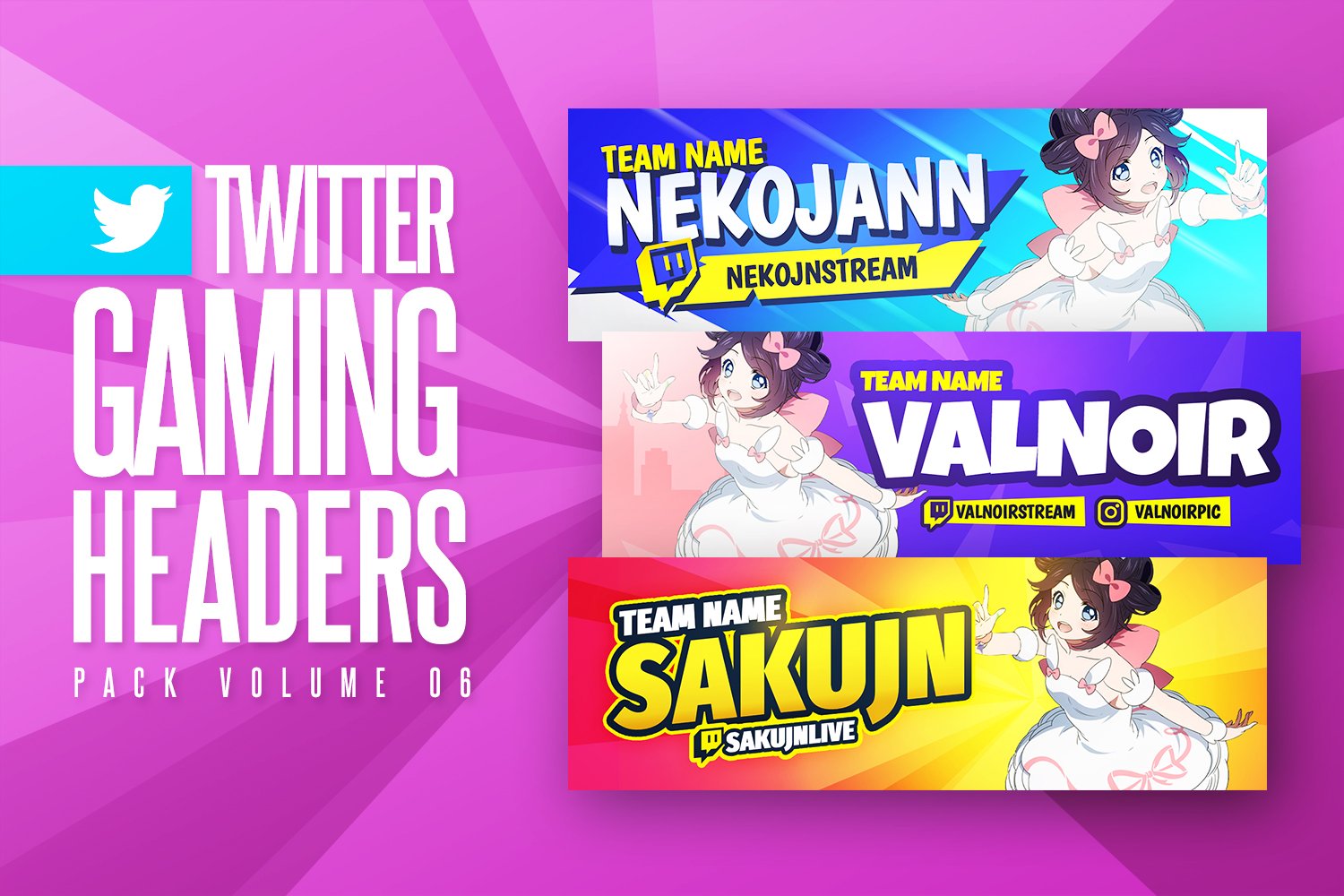 Gaming Twitter Headers Pack 06 cover image.