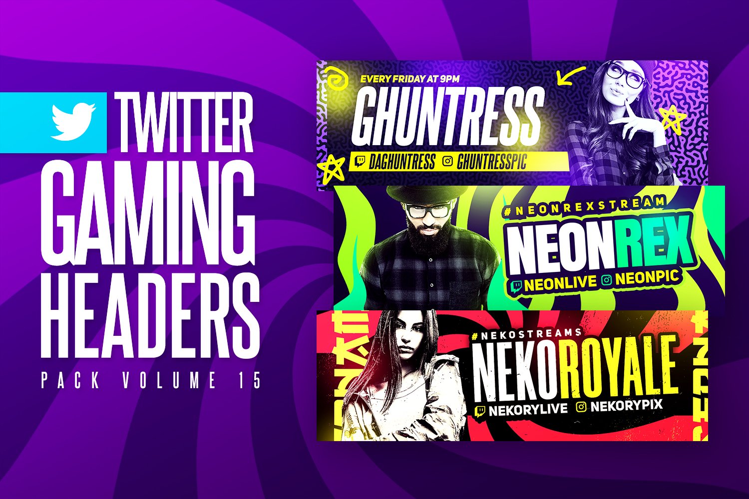 Gaming Twitter Headers Pack 15 cover image.