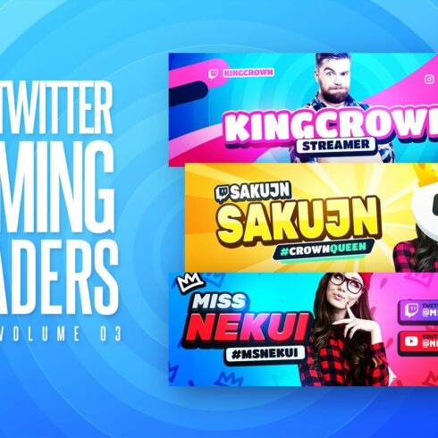 Gaming Twitter Headers Pack 03 cover image.