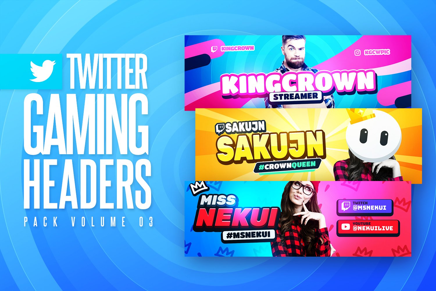 Gaming Twitter Headers Pack 03 cover image.