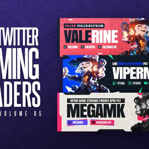 Gaming Twitter Headers Pack 05 cover image.