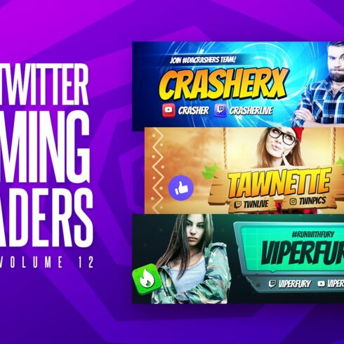 Gaming Twitter Headers Pack 12 cover image.