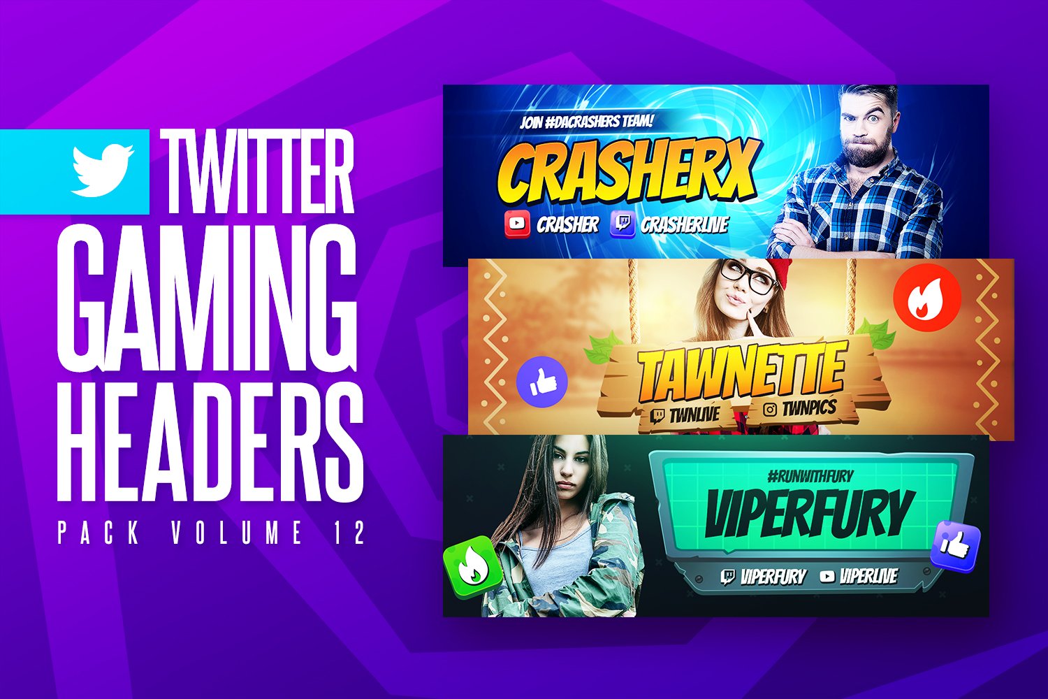 Gaming Twitter Headers Pack 12 cover image.