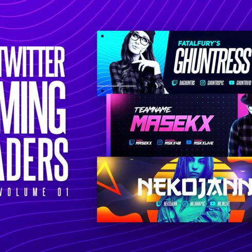 Gaming Twitter Headers Pack 01 cover image.