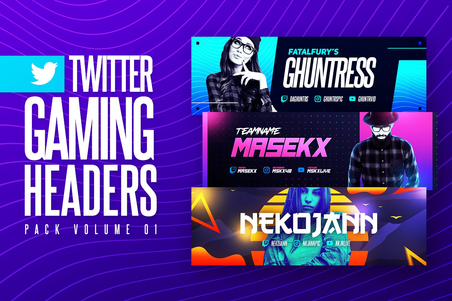 Gaming Twitter Headers Pack 01 cover image.