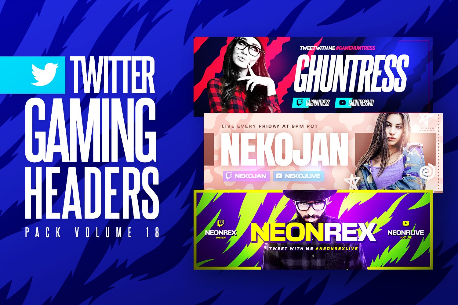 Gaming Twitter Headers Bundle preview image.