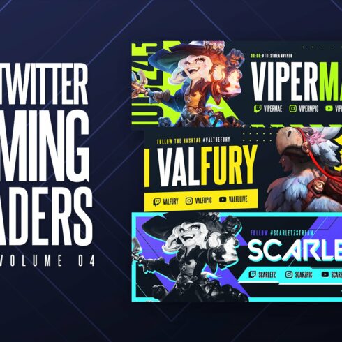 Gaming Twitter Headers Pack 04 cover image.