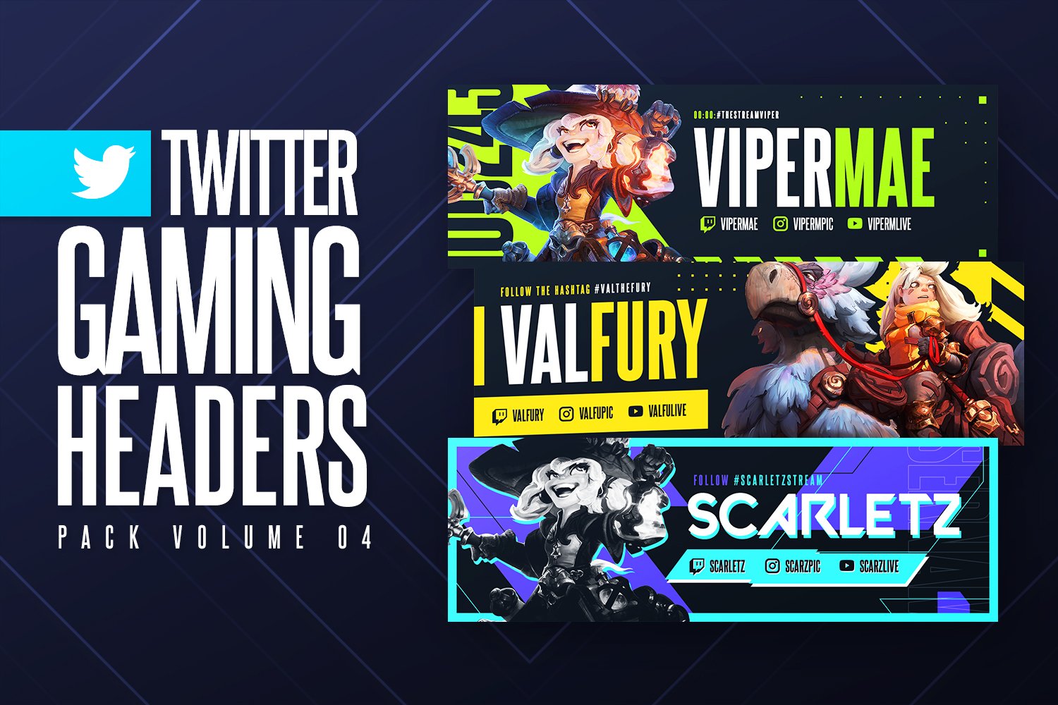 Gaming Twitter Headers Pack 04 cover image.