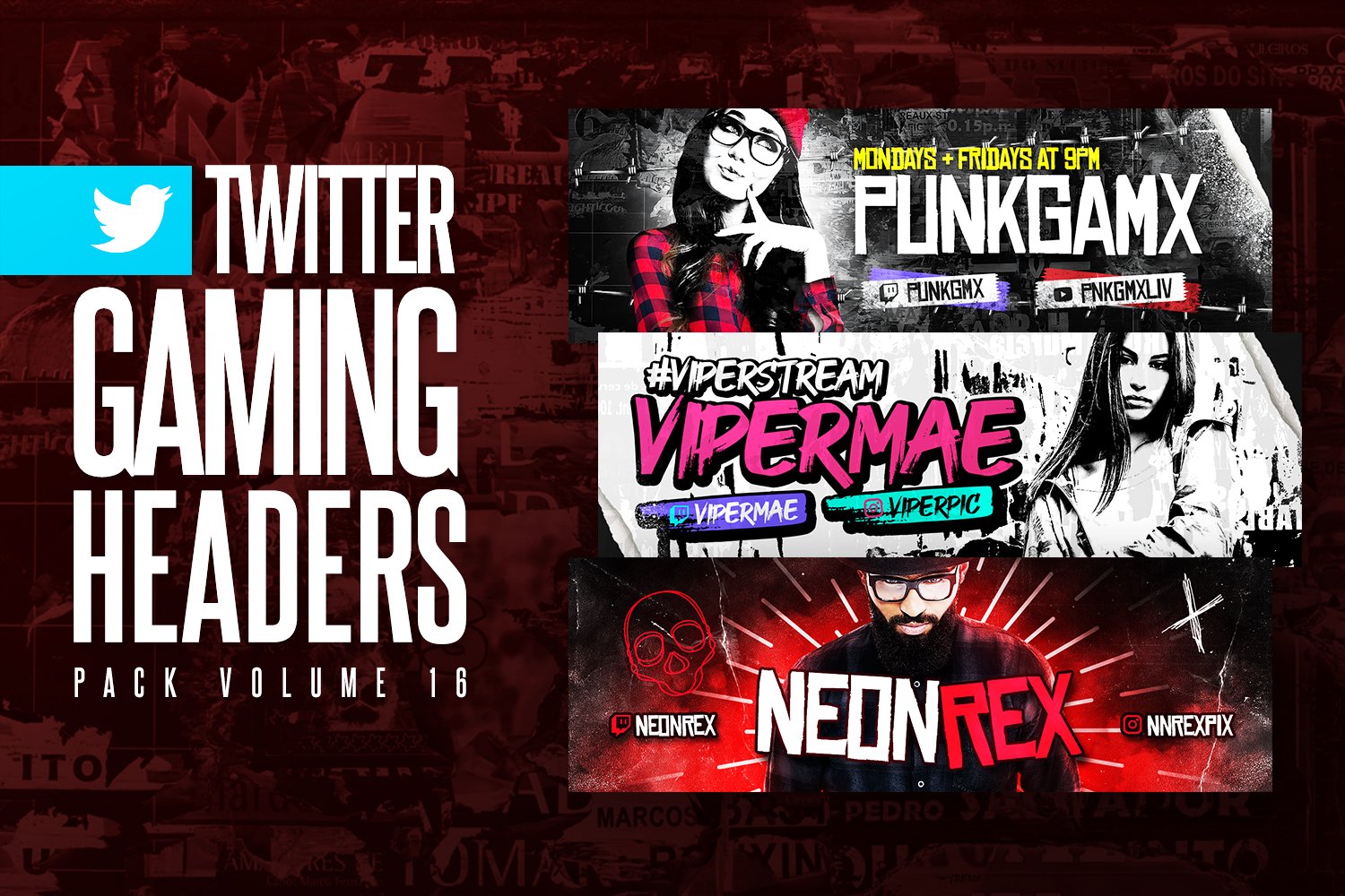 Gaming Twitter Headers Pack 16 cover image.