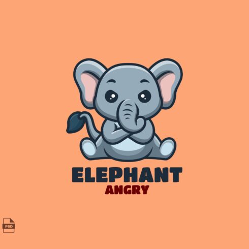 Angry Elephant Cute Mascot Logo cover image.