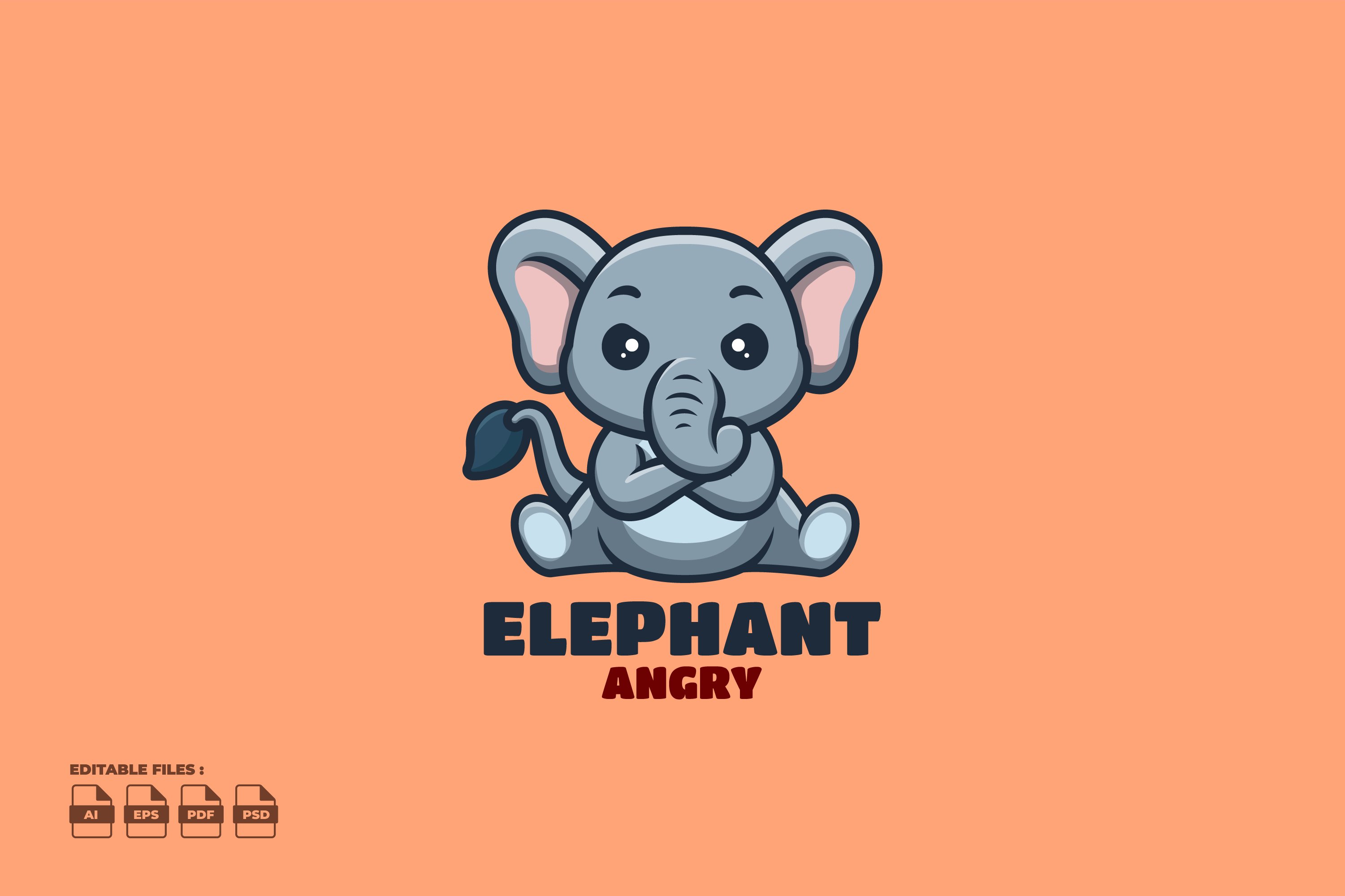Angry Elephant Cute Mascot Logo cover image.