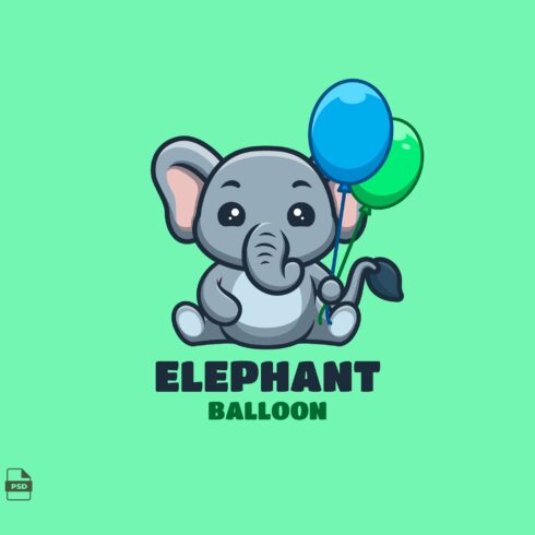 Balloon Elephant Cute Mascot Logo cover image.