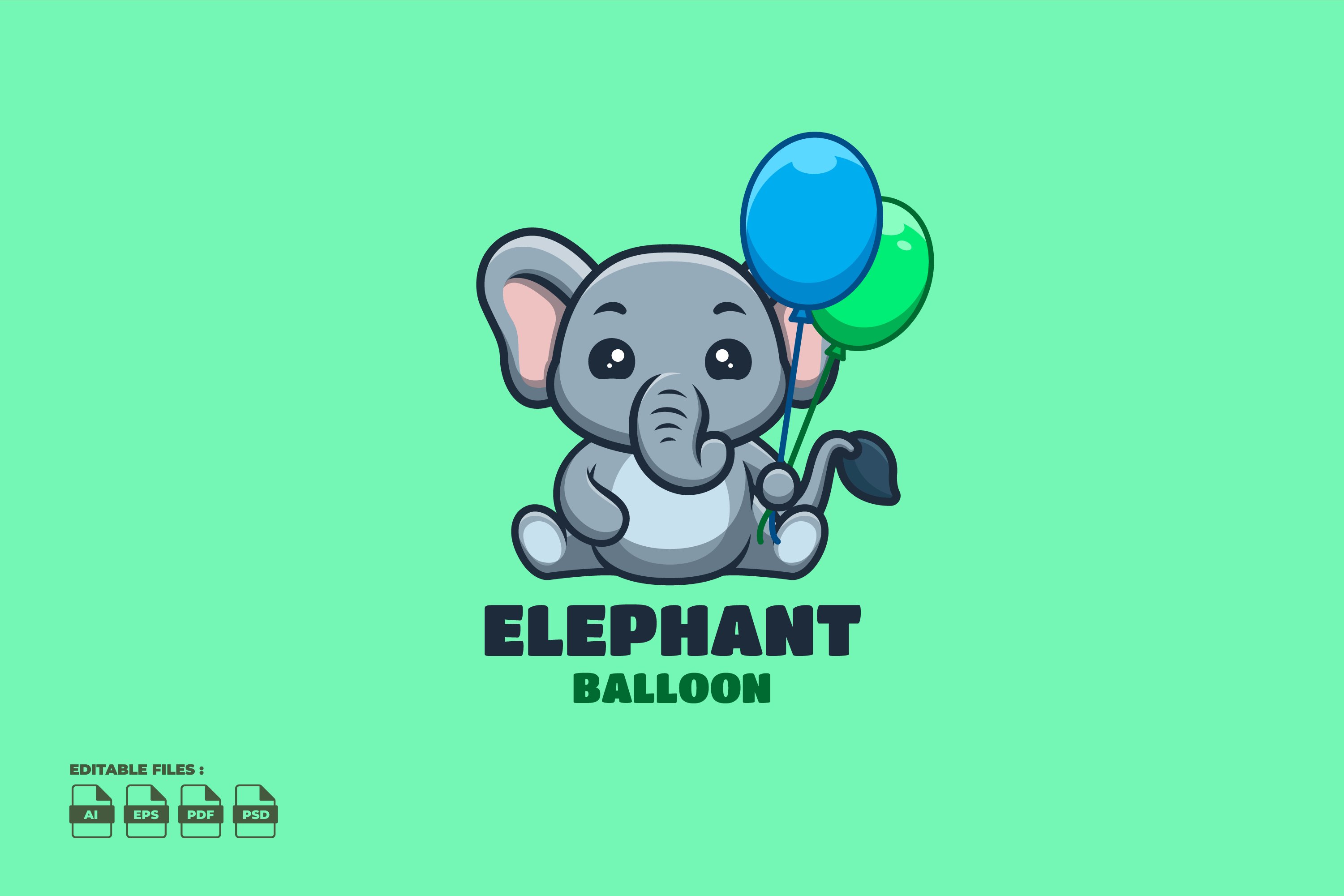Balloon Elephant Cute Mascot Logo cover image.