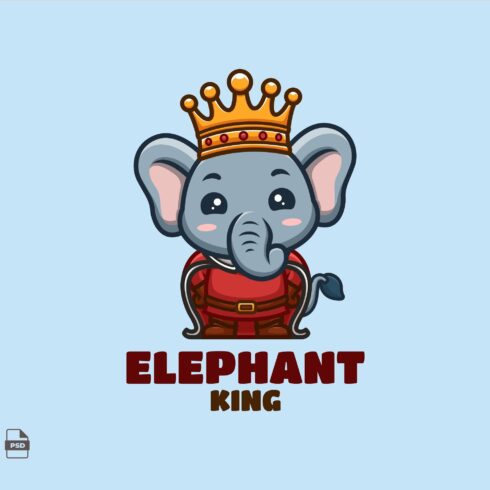 King Elephant Cute Mascot Logo cover image.