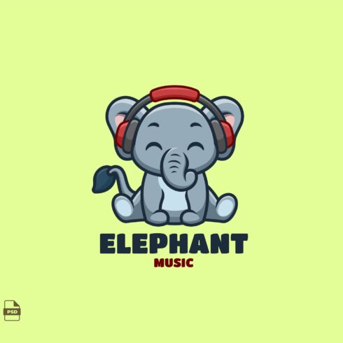 Music Elephant Cute Mascot Logo cover image.