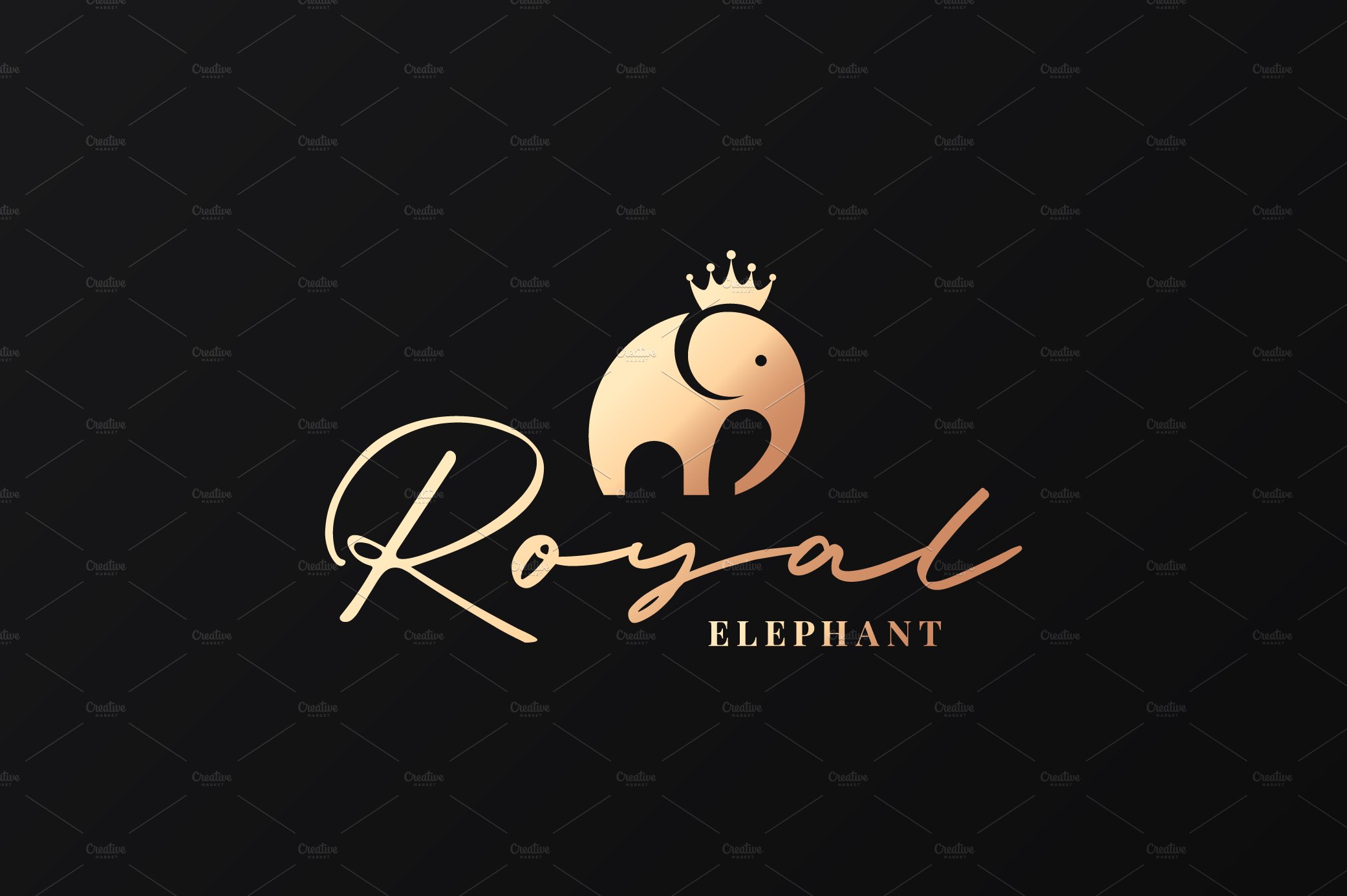 Elephant logo king concept on black. cover image.